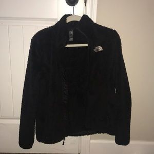 Black Fuzzy Furry North Face Womens Jacket